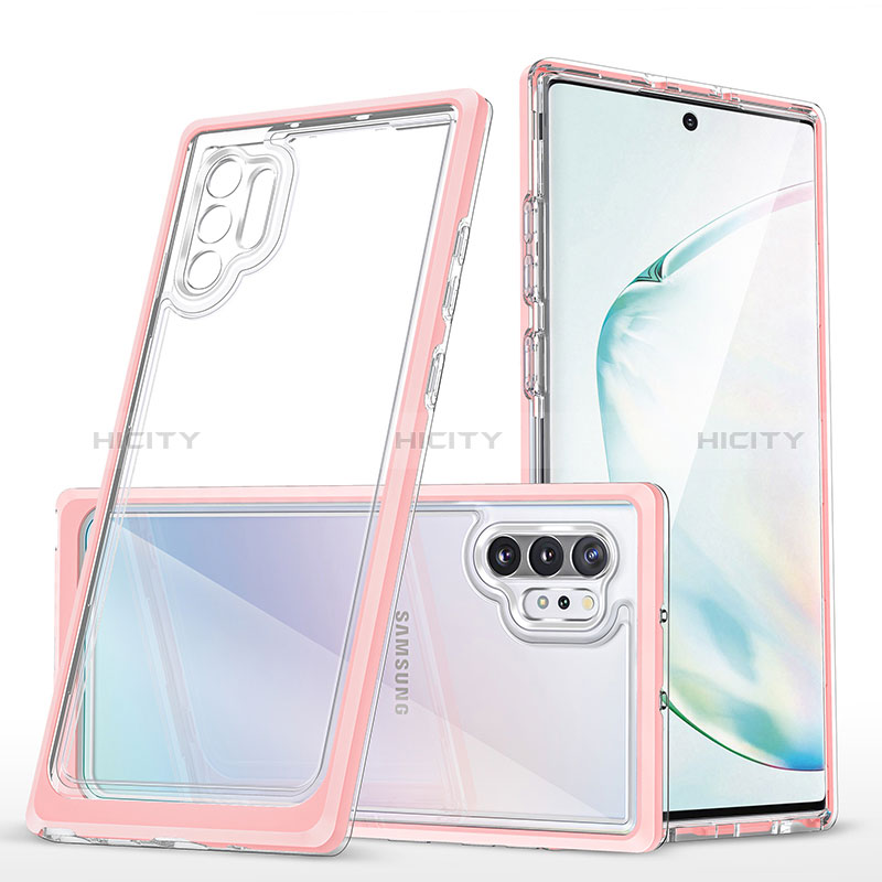 Silikon Schutzhülle Rahmen Tasche Hülle Durchsichtig Transparent Spiegel MQ1 für Samsung Galaxy Note 10 Plus 5G Rosegold