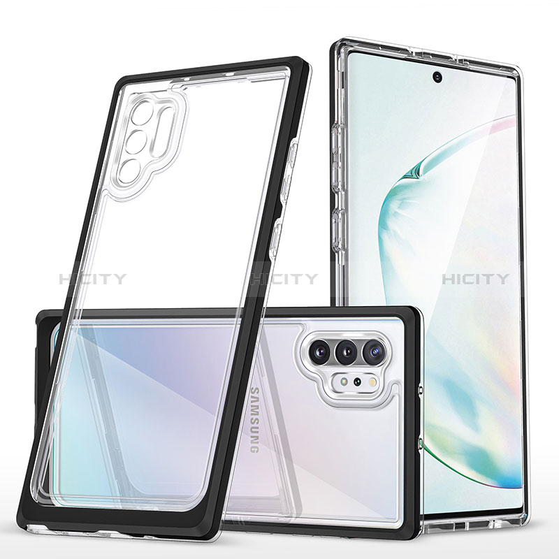 Silikon Schutzhülle Rahmen Tasche Hülle Durchsichtig Transparent Spiegel MQ1 für Samsung Galaxy Note 10 Plus 5G Schwarz