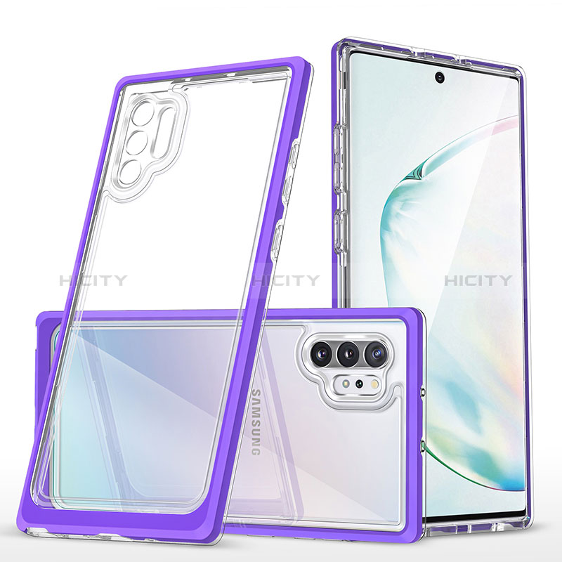 Silikon Schutzhülle Rahmen Tasche Hülle Durchsichtig Transparent Spiegel MQ1 für Samsung Galaxy Note 10 Plus 5G Violett