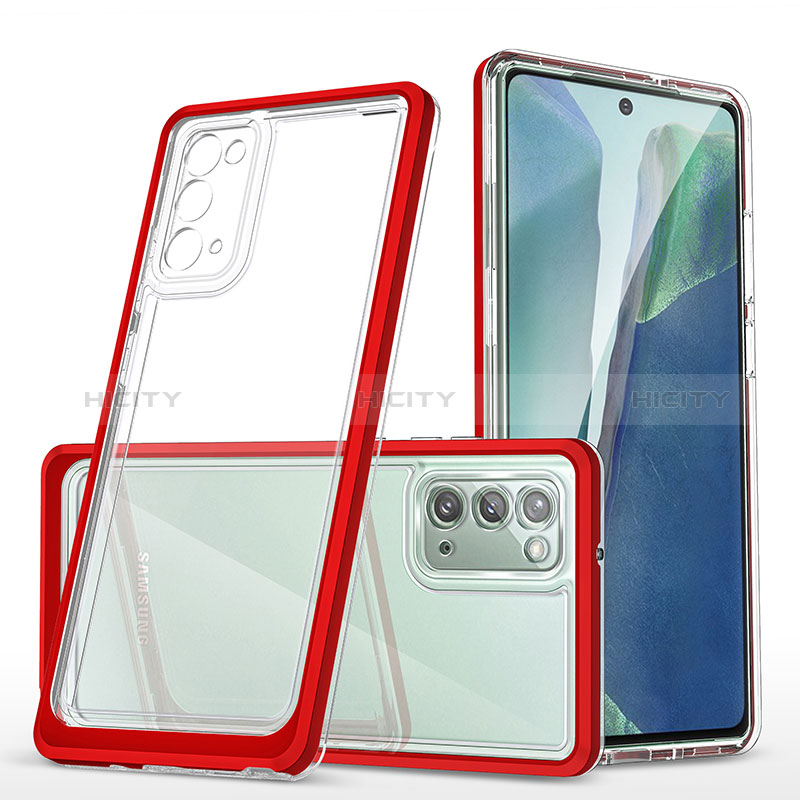 Silikon Schutzhülle Rahmen Tasche Hülle Durchsichtig Transparent Spiegel MQ1 für Samsung Galaxy Note 20 5G Rot