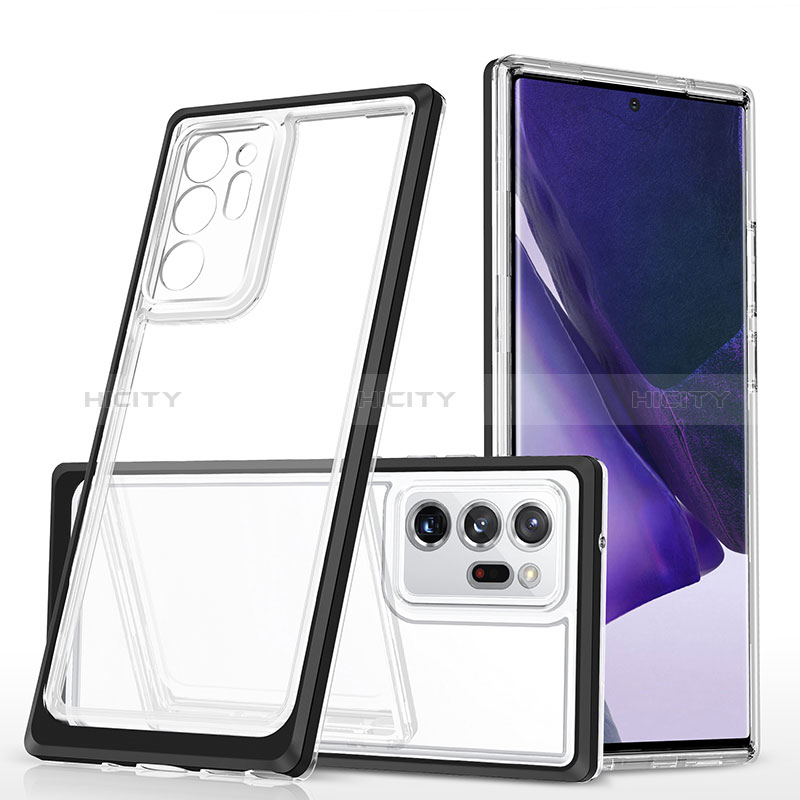 Silikon Schutzhülle Rahmen Tasche Hülle Durchsichtig Transparent Spiegel MQ1 für Samsung Galaxy Note 20 Ultra 5G Schwarz Plus
