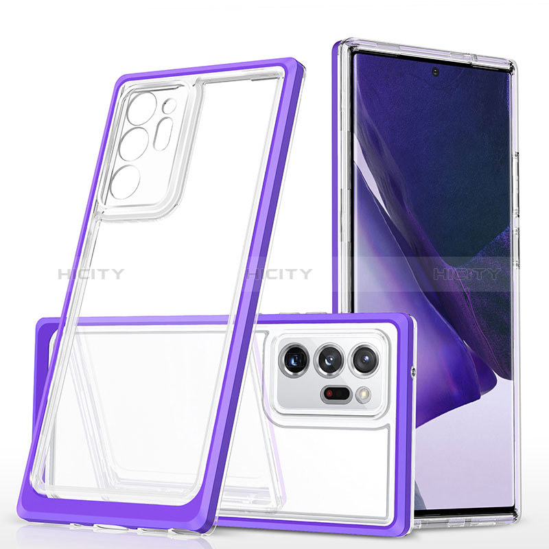 Silikon Schutzhülle Rahmen Tasche Hülle Durchsichtig Transparent Spiegel MQ1 für Samsung Galaxy Note 20 Ultra 5G Violett Plus