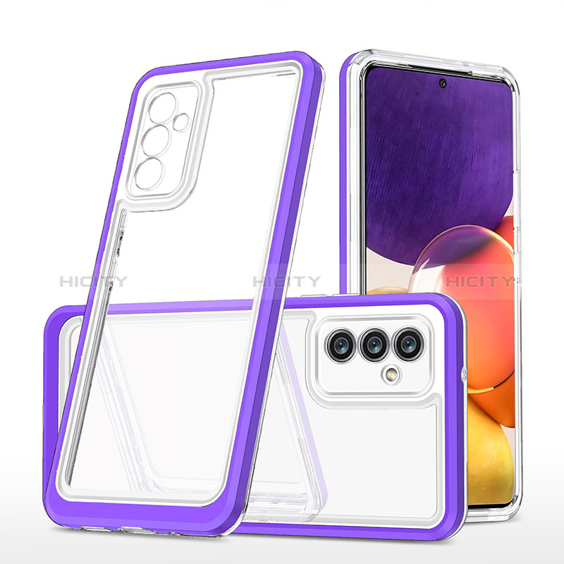 Silikon Schutzhülle Rahmen Tasche Hülle Durchsichtig Transparent Spiegel MQ1 für Samsung Galaxy Quantum2 5G Violett Plus