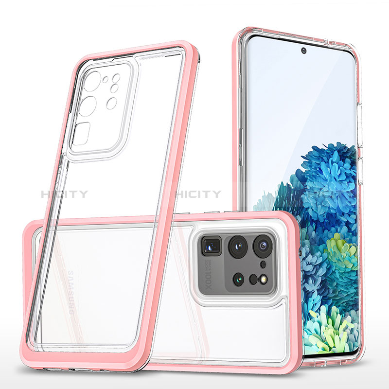 Silikon Schutzhülle Rahmen Tasche Hülle Durchsichtig Transparent Spiegel MQ1 für Samsung Galaxy S20 Ultra 5G Rosegold