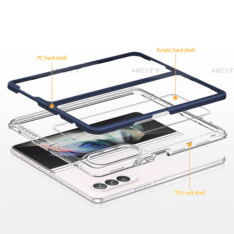 Silikon Schutzhülle Rahmen Tasche Hülle Durchsichtig Transparent Spiegel MQ1 für Samsung Galaxy Z Fold4 5G groß