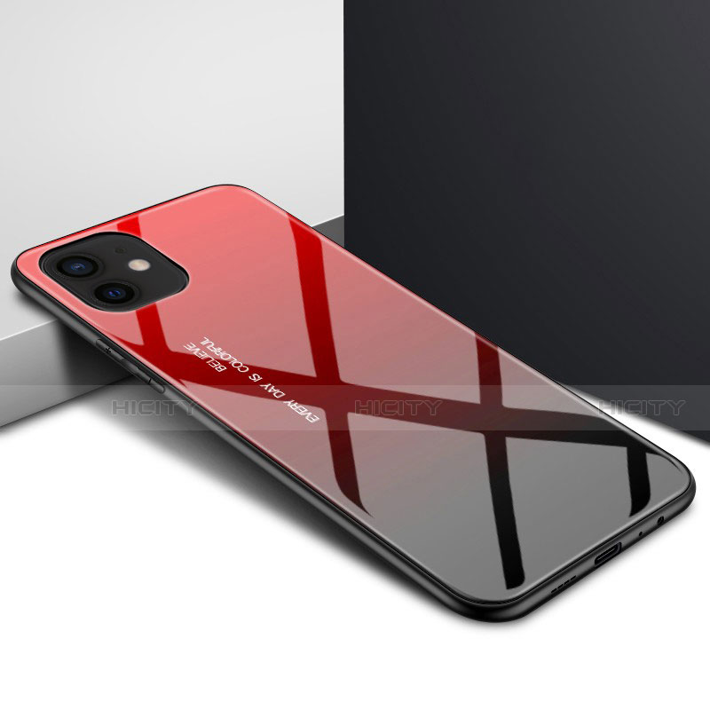 Silikon Schutzhülle Rahmen Tasche Hülle Durchsichtig Transparent Spiegel N01 für Apple iPhone 12 Mini Rot