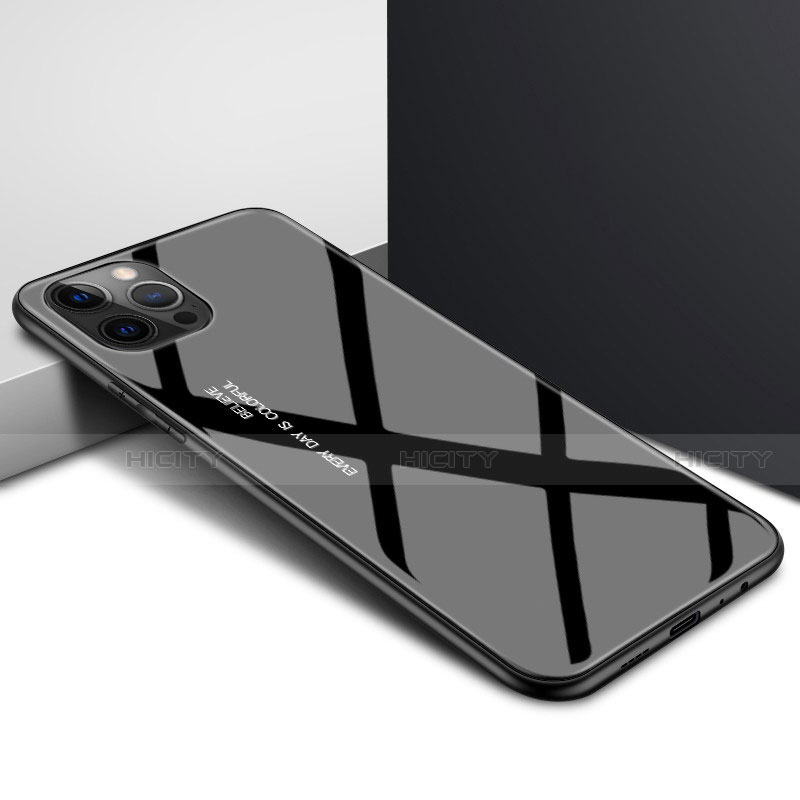 Silikon Schutzhülle Rahmen Tasche Hülle Durchsichtig Transparent Spiegel N01 für Apple iPhone 12 Pro Schwarz