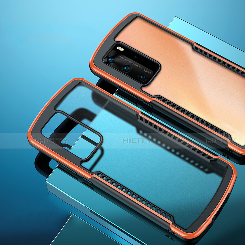 Silikon Schutzhülle Rahmen Tasche Hülle Durchsichtig Transparent Spiegel N01 für Huawei P40 Pro Orange