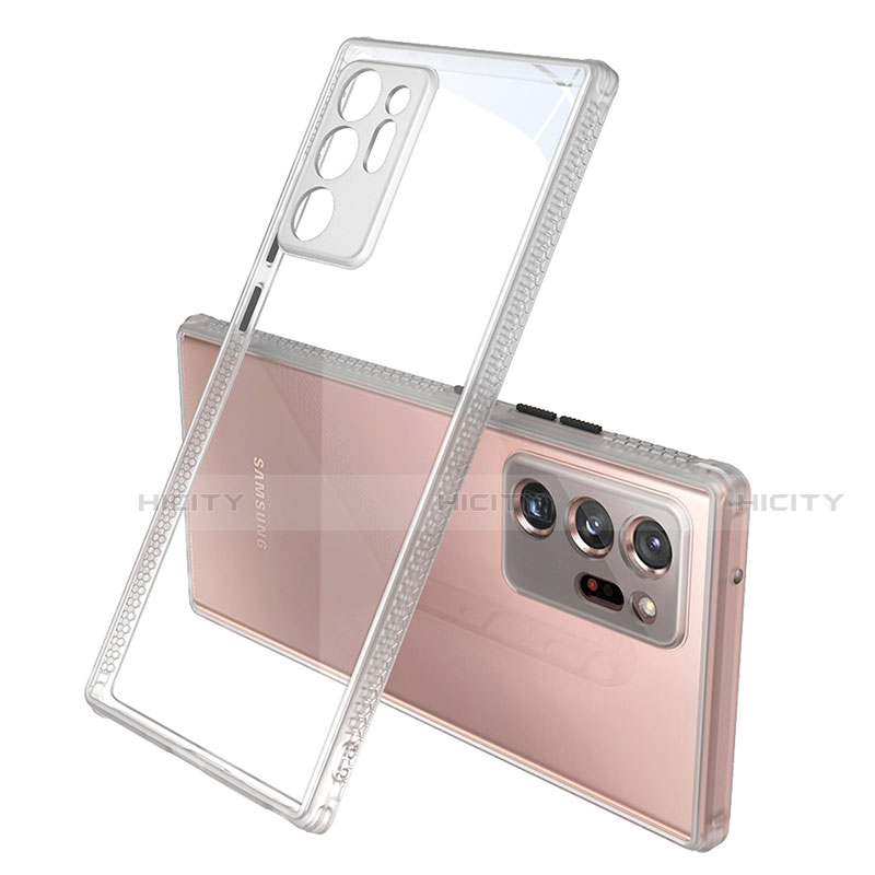 Silikon Schutzhülle Rahmen Tasche Hülle Durchsichtig Transparent Spiegel N02 für Samsung Galaxy Note 20 Ultra 5G Grau Plus