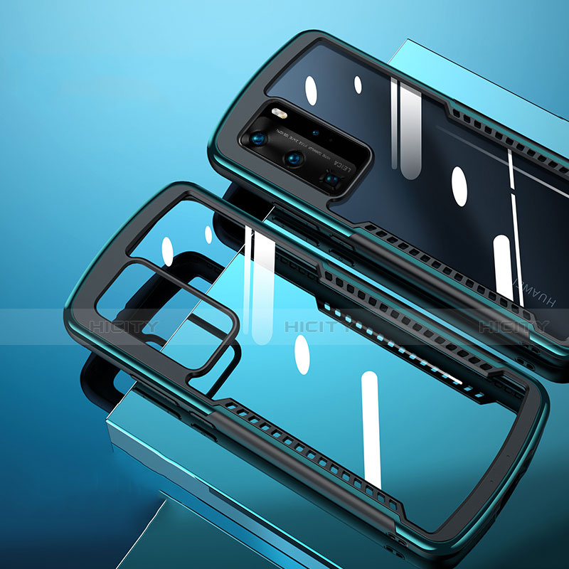 Silikon Schutzhülle Rahmen Tasche Hülle Durchsichtig Transparent Spiegel N08 für Huawei P40 Pro Cyan