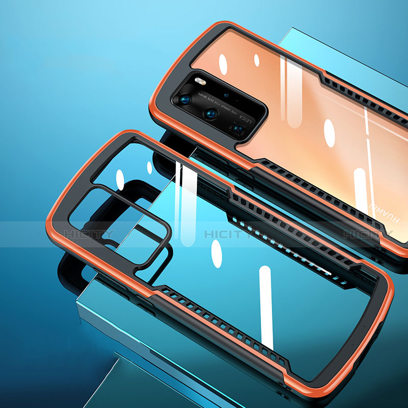 Silikon Schutzhülle Rahmen Tasche Hülle Durchsichtig Transparent Spiegel N08 für Huawei P40 Pro Orange