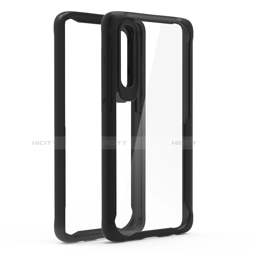 Silikon Schutzhülle Rahmen Tasche Hülle Durchsichtig Transparent Spiegel T02 für Huawei P30 Schwarz