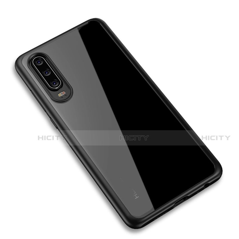 Silikon Schutzhülle Rahmen Tasche Hülle Durchsichtig Transparent Spiegel T03 für Huawei P30 Schwarz