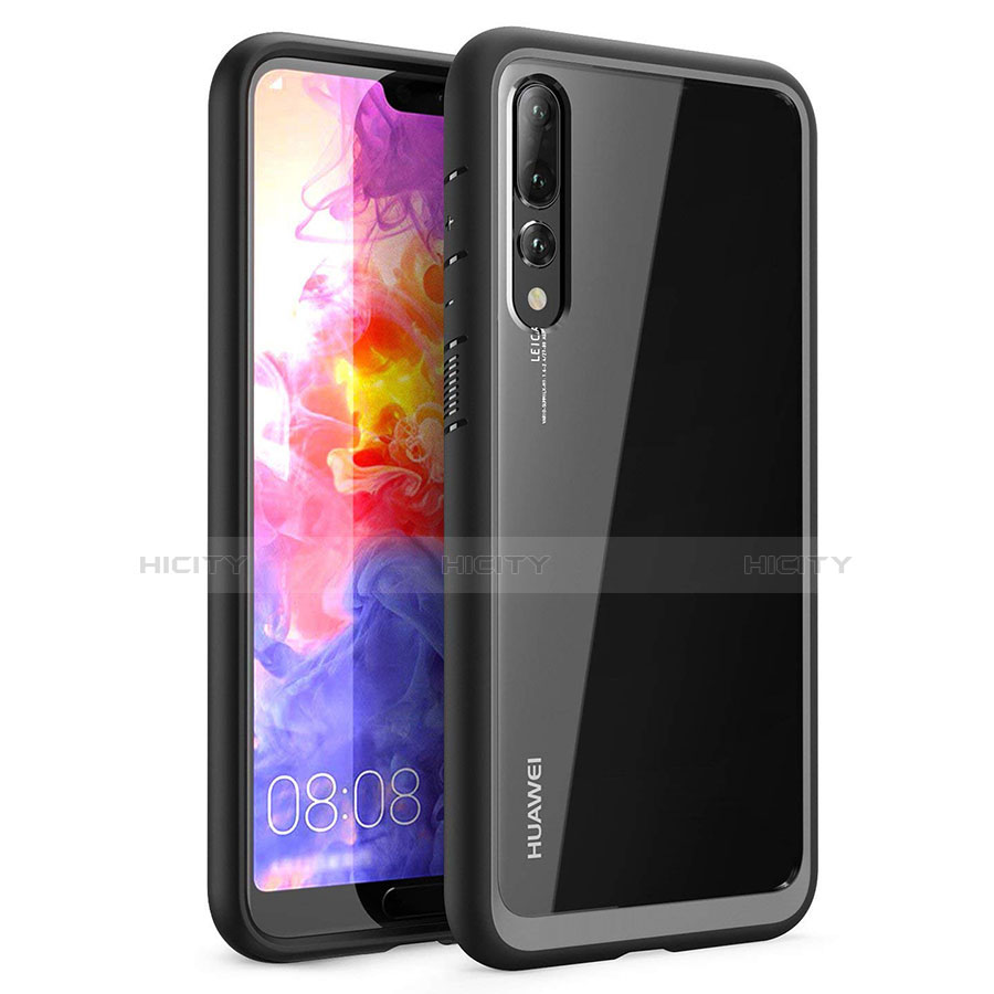 Silikon Schutzhülle Rahmen Tasche Hülle Durchsichtig Transparent Spiegel Z02 für Huawei P20 Pro Schwarz