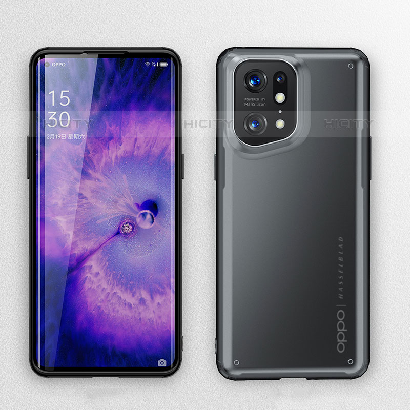 Silikon Schutzhülle Rahmen Tasche Hülle Durchsichtig Transparent W01L für Oppo Find X5 Pro 5G groß