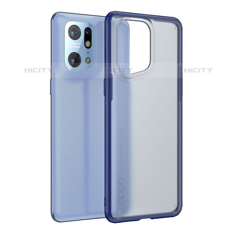 Silikon Schutzhülle Rahmen Tasche Hülle Durchsichtig Transparent W01L für Oppo Find X5 Pro 5G Blau