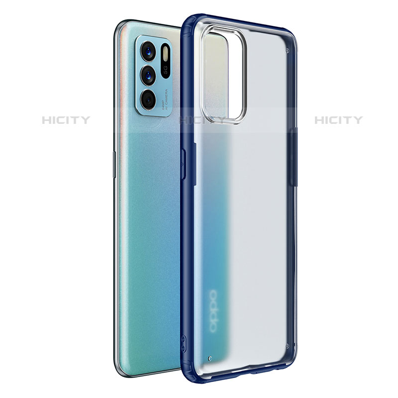 Silikon Schutzhülle Rahmen Tasche Hülle Durchsichtig Transparent W01L für Oppo Reno6 Z 5G Blau