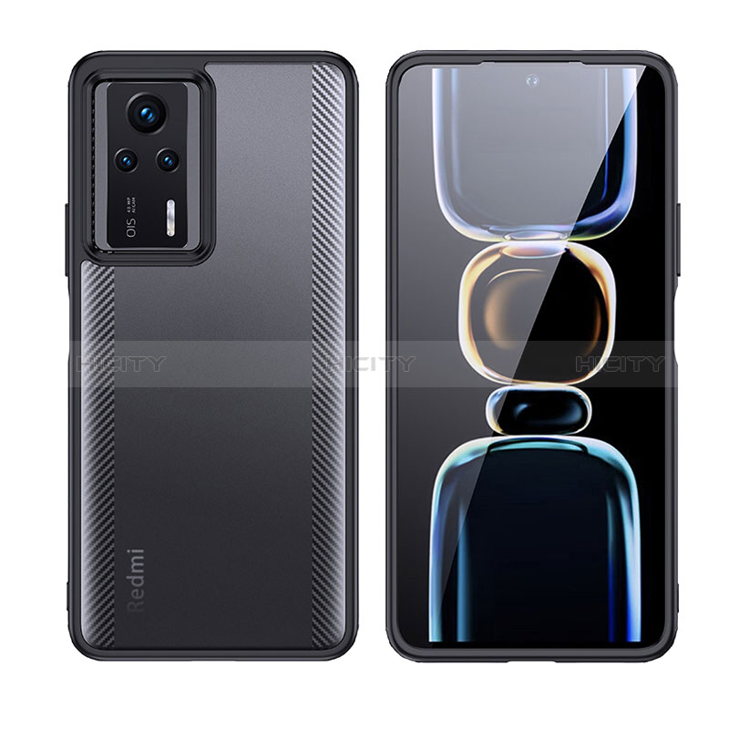 Silikon Schutzhülle Rahmen Tasche Hülle Durchsichtig Transparent W01L für Xiaomi Redmi K60E 5G Schwarz