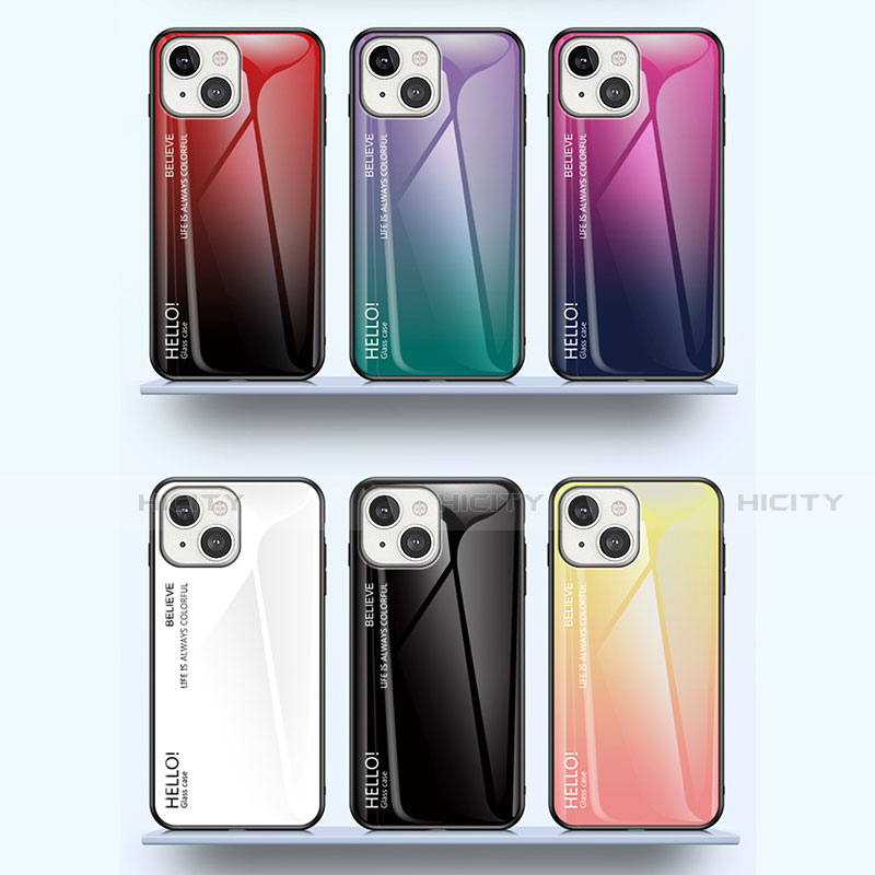Silikon Schutzhülle Rahmen Tasche Hülle Spiegel Farbverlauf Regenbogen für Apple iPhone 14 Plus groß