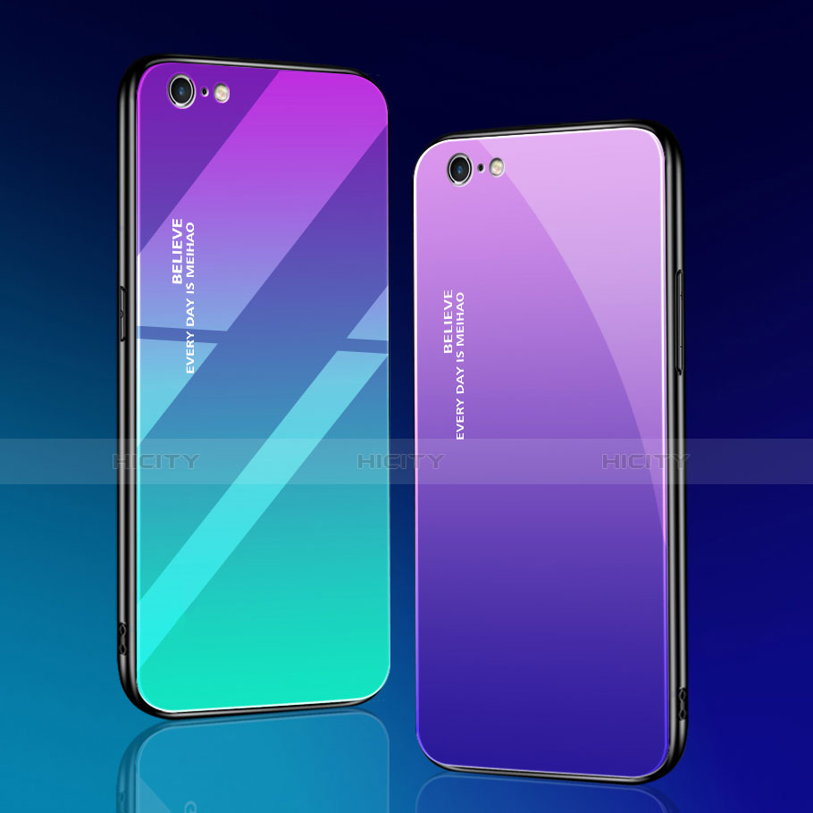 Silikon Schutzhülle Rahmen Tasche Hülle Spiegel Farbverlauf Regenbogen für Apple iPhone 6 Plus groß