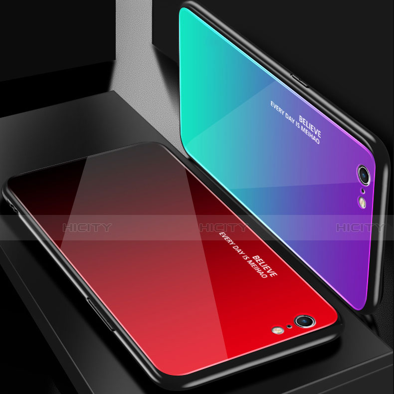 Silikon Schutzhülle Rahmen Tasche Hülle Spiegel Farbverlauf Regenbogen für Apple iPhone 6 Plus groß