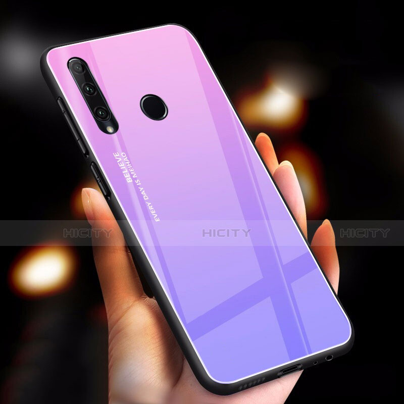 Silikon Schutzhülle Rahmen Tasche Hülle Spiegel Farbverlauf Regenbogen für Huawei Enjoy 9s Violett