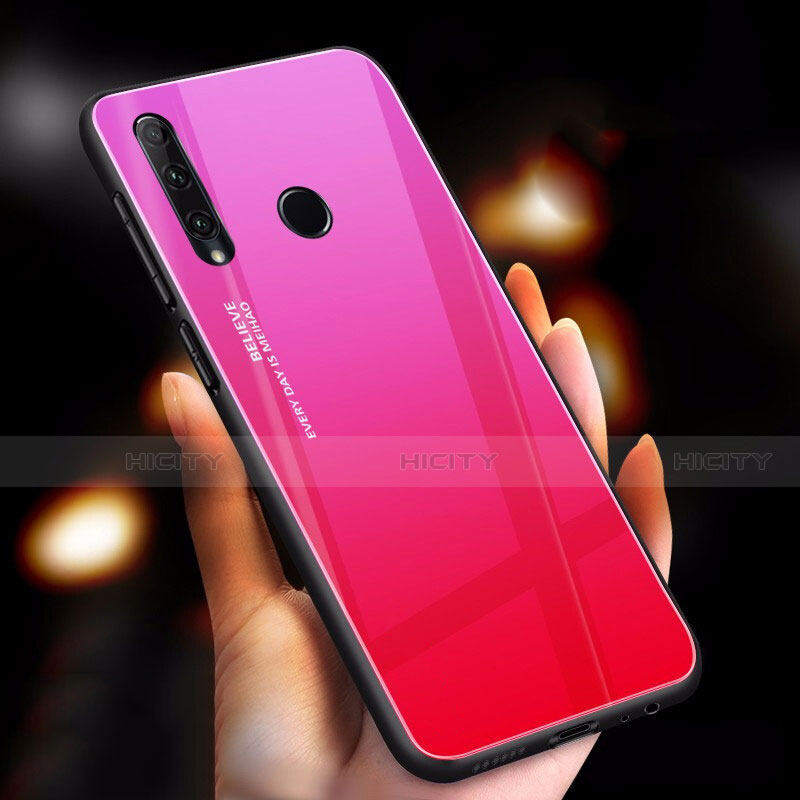 Silikon Schutzhülle Rahmen Tasche Hülle Spiegel Farbverlauf Regenbogen für Huawei Honor 20 Lite Pink