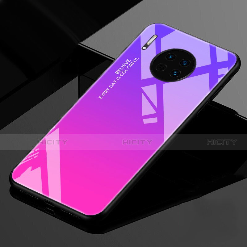 Silikon Schutzhülle Rahmen Tasche Hülle Spiegel Farbverlauf Regenbogen für Huawei Mate 30 Pink