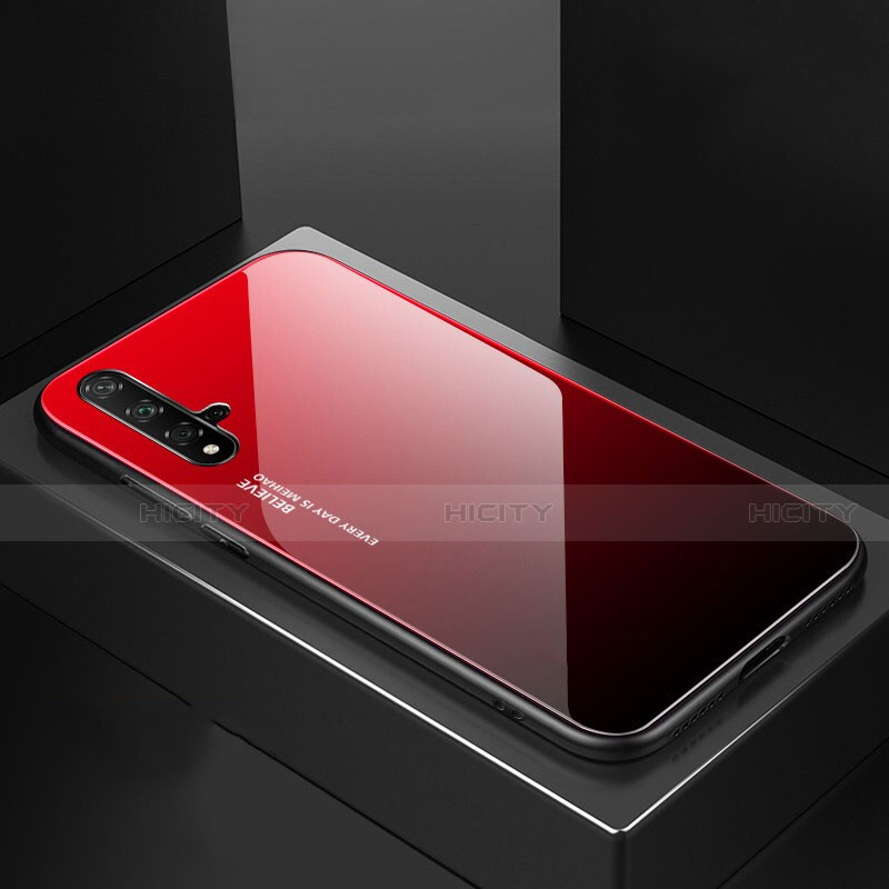 Silikon Schutzhülle Rahmen Tasche Hülle Spiegel Farbverlauf Regenbogen für Huawei Nova 5 Pro Rot Plus