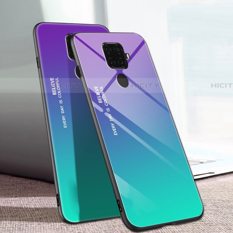 Silikon Schutzhülle Rahmen Tasche Hülle Spiegel Farbverlauf Regenbogen für Huawei Nova 5z groß