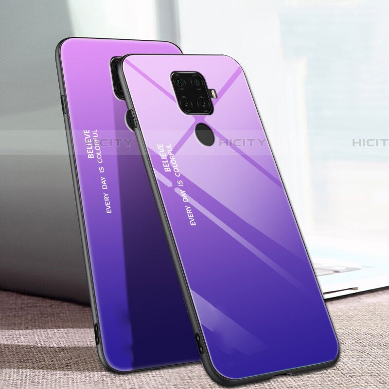 Silikon Schutzhülle Rahmen Tasche Hülle Spiegel Farbverlauf Regenbogen für Huawei Nova 5z Violett Plus