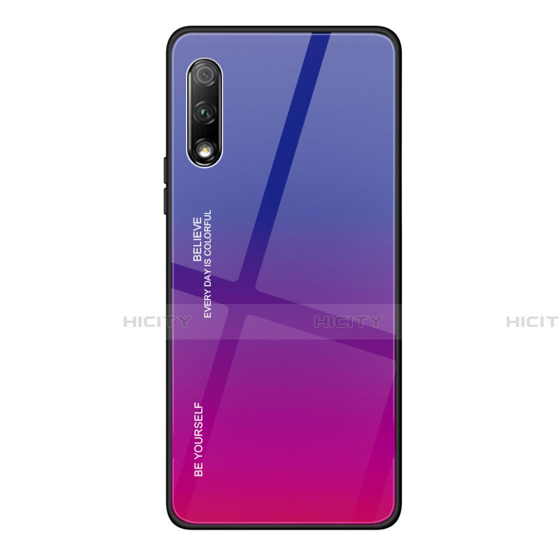 Silikon Schutzhülle Rahmen Tasche Hülle Spiegel Farbverlauf Regenbogen für Huawei P Smart Z (2019) Pink