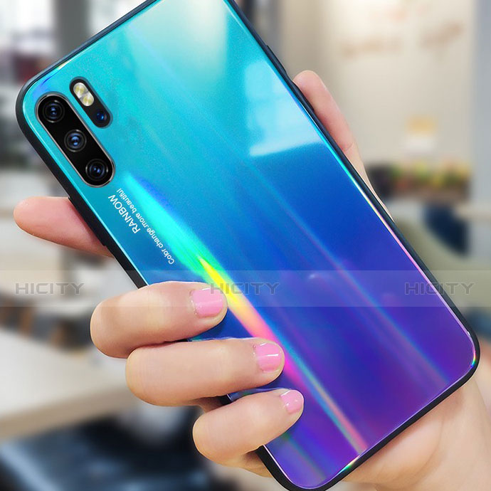 Silikon Schutzhülle Rahmen Tasche Hülle Spiegel Farbverlauf Regenbogen für Huawei P30 Pro New Edition