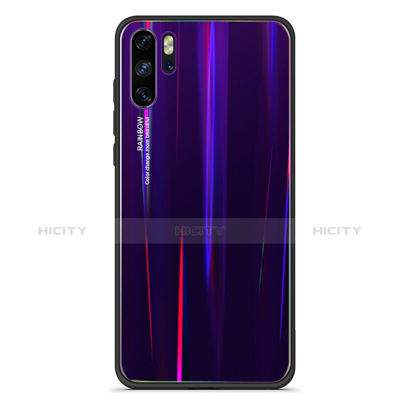 Silikon Schutzhülle Rahmen Tasche Hülle Spiegel Farbverlauf Regenbogen für Huawei P30 Pro New Edition Violett Plus