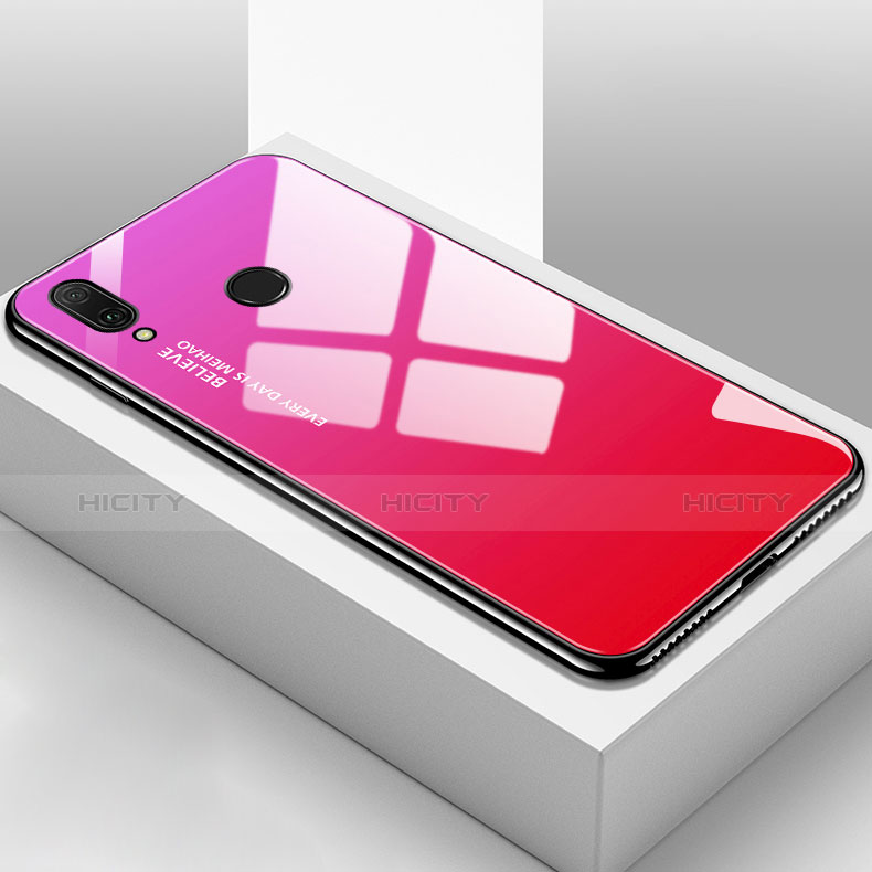 Silikon Schutzhülle Rahmen Tasche Hülle Spiegel Farbverlauf Regenbogen für Huawei Y9 (2019) Pink Plus