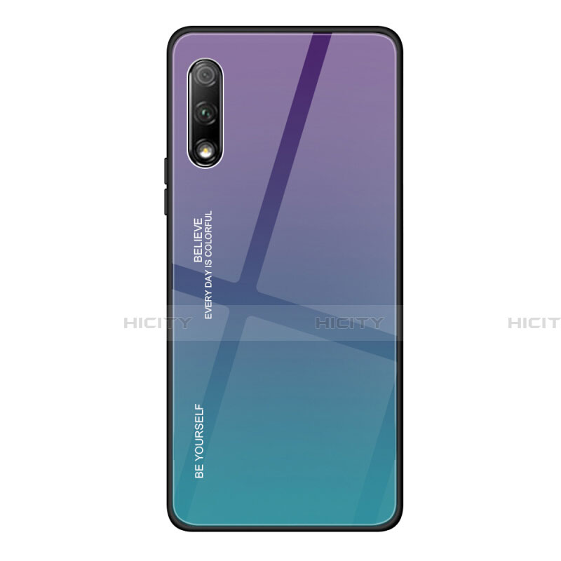 Silikon Schutzhülle Rahmen Tasche Hülle Spiegel Farbverlauf Regenbogen für Huawei Y9 Prime (2019) Violett