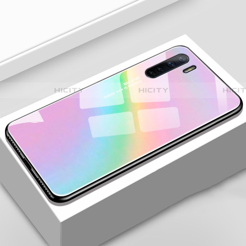 Silikon Schutzhülle Rahmen Tasche Hülle Spiegel Farbverlauf Regenbogen für Oppo A91 groß