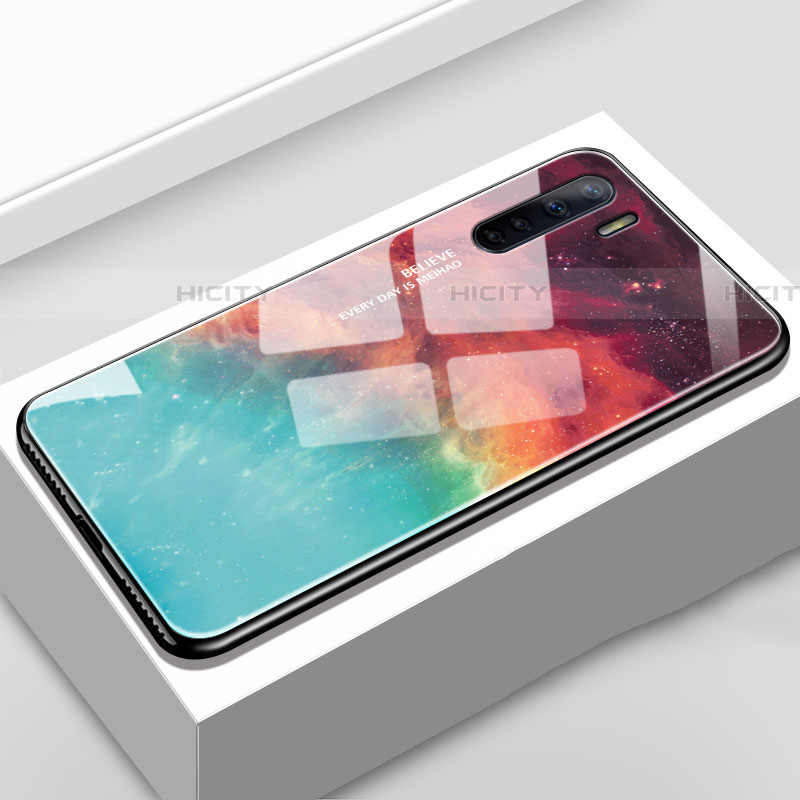 Silikon Schutzhülle Rahmen Tasche Hülle Spiegel Farbverlauf Regenbogen für Oppo A91 Cyan Plus