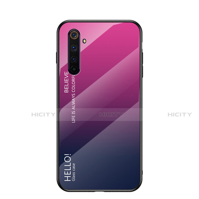 Silikon Schutzhülle Rahmen Tasche Hülle Spiegel Farbverlauf Regenbogen für Realme 6s Pink Plus