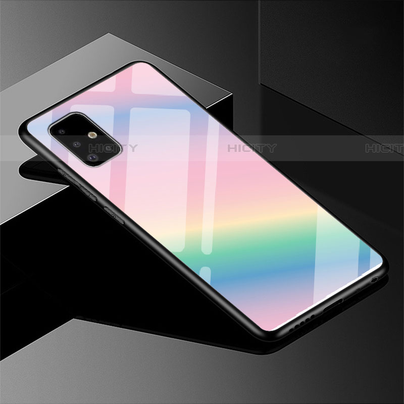 Silikon Schutzhülle Rahmen Tasche Hülle Spiegel Farbverlauf Regenbogen für Samsung Galaxy A51 5G groß