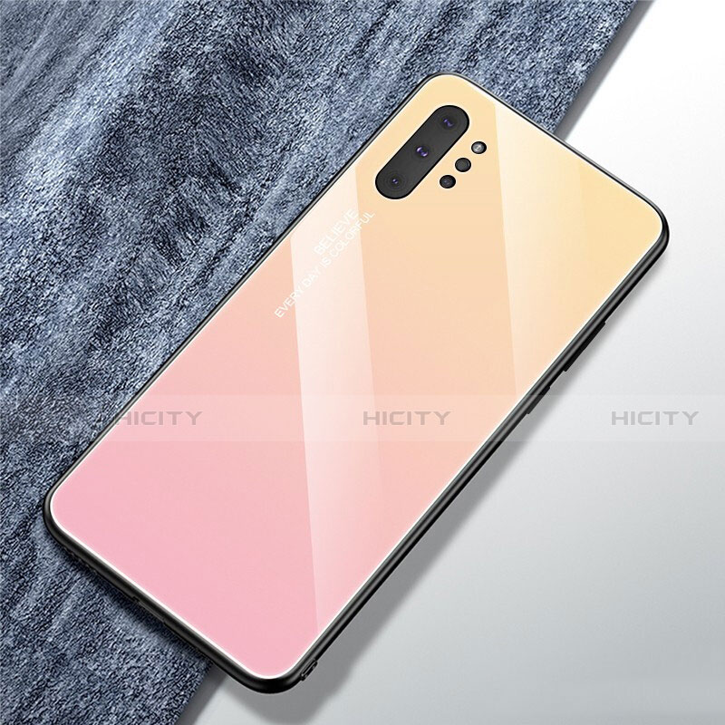 Silikon Schutzhülle Rahmen Tasche Hülle Spiegel Farbverlauf Regenbogen für Samsung Galaxy Note 10 Plus Rosa