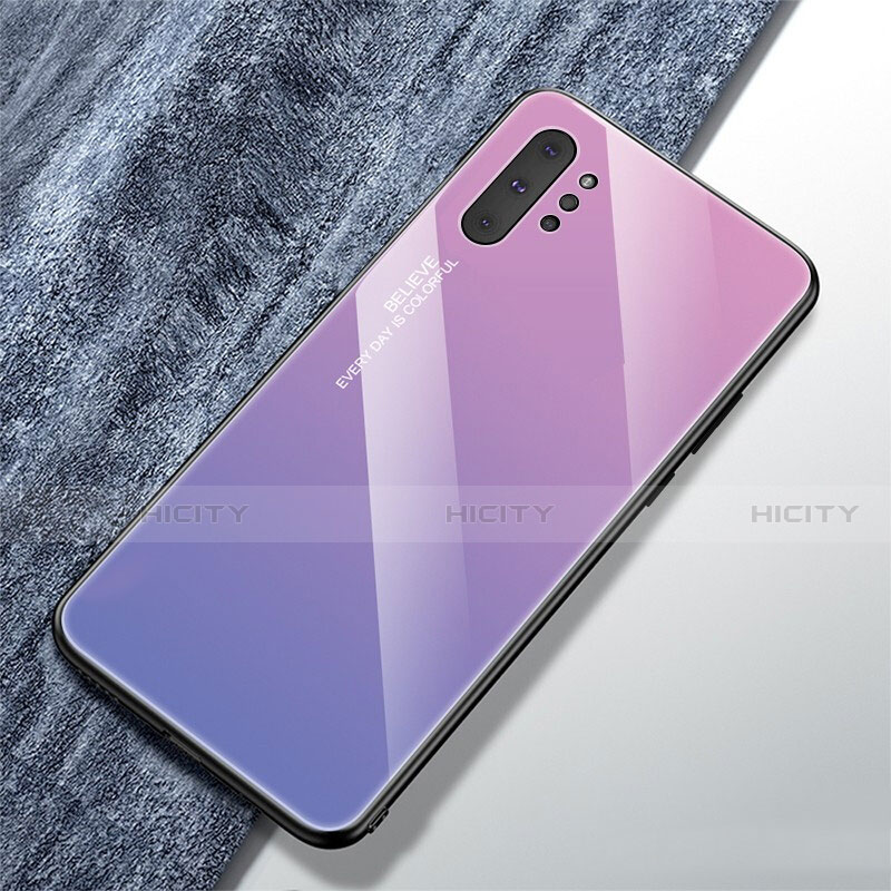 Silikon Schutzhülle Rahmen Tasche Hülle Spiegel Farbverlauf Regenbogen für Samsung Galaxy Note 10 Plus Violett Plus