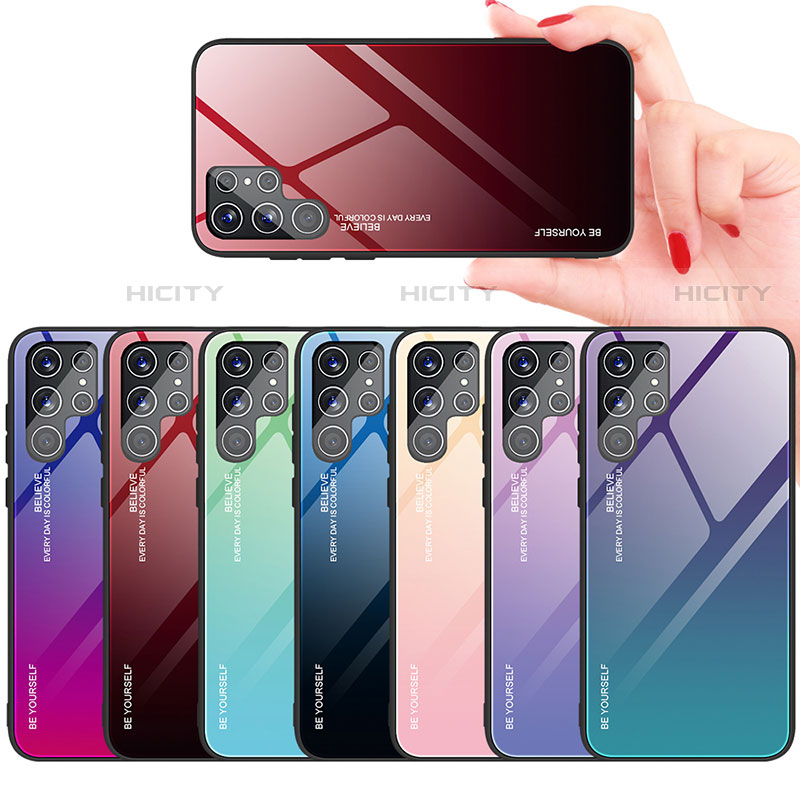 Silikon Schutzhülle Rahmen Tasche Hülle Spiegel Farbverlauf Regenbogen für Samsung Galaxy S22 Ultra 5G groß
