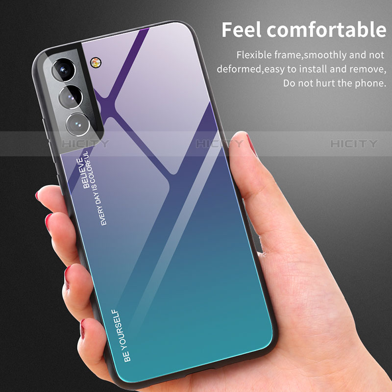 Silikon Schutzhülle Rahmen Tasche Hülle Spiegel Farbverlauf Regenbogen für Samsung Galaxy S23 5G