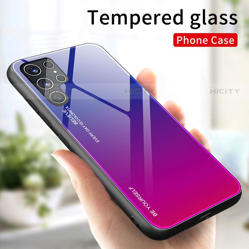Silikon Schutzhülle Rahmen Tasche Hülle Spiegel Farbverlauf Regenbogen für Samsung Galaxy S23 Ultra 5G