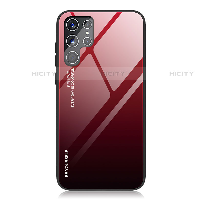 Silikon Schutzhülle Rahmen Tasche Hülle Spiegel Farbverlauf Regenbogen für Samsung Galaxy S23 Ultra 5G Rot
