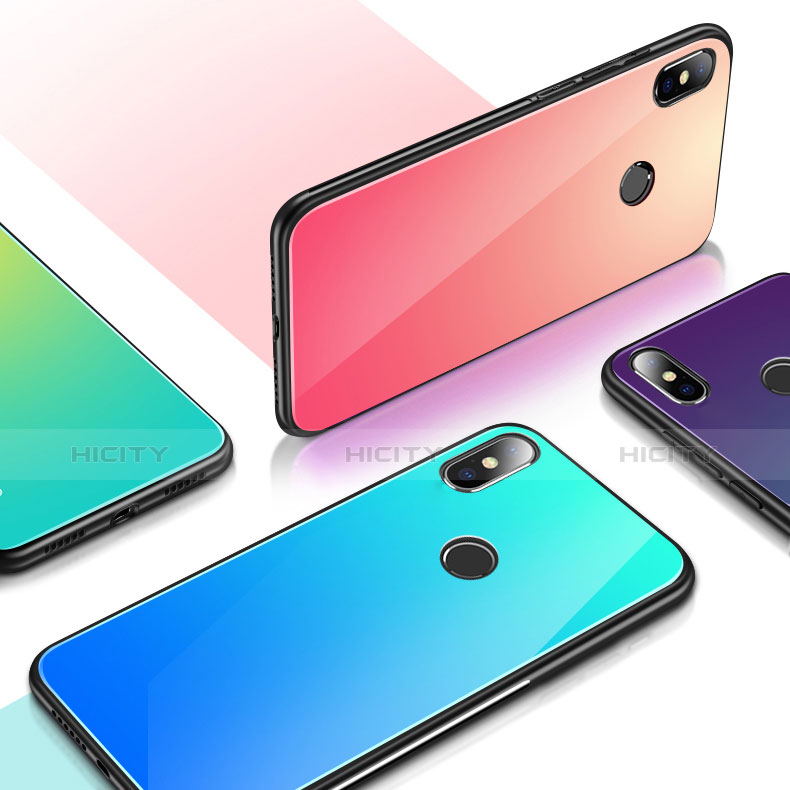 Silikon Schutzhülle Rahmen Tasche Hülle Spiegel Farbverlauf Regenbogen für Xiaomi Mi 8