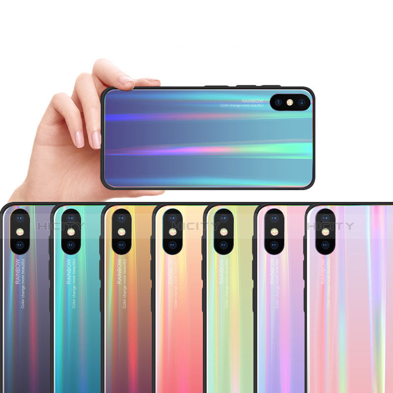 Silikon Schutzhülle Rahmen Tasche Hülle Spiegel Farbverlauf Regenbogen für Xiaomi Mi 8 Explorer