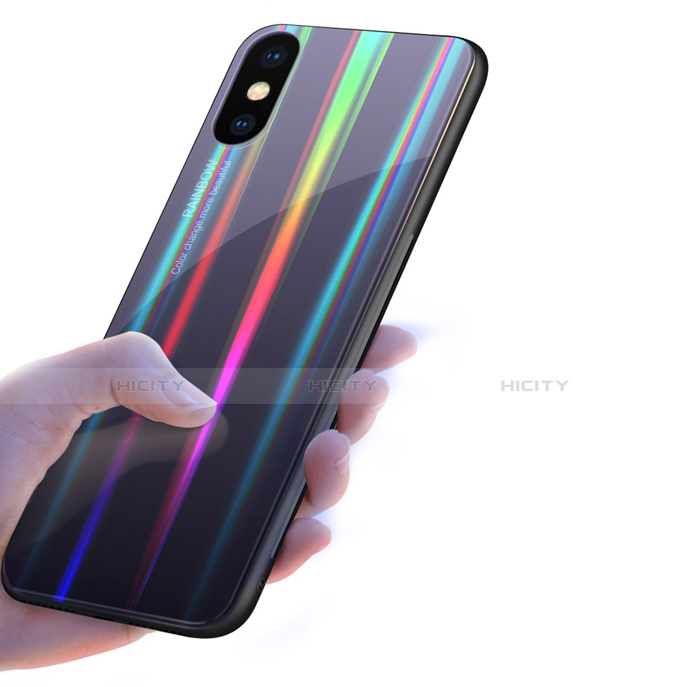 Silikon Schutzhülle Rahmen Tasche Hülle Spiegel Farbverlauf Regenbogen für Xiaomi Mi 8 Explorer