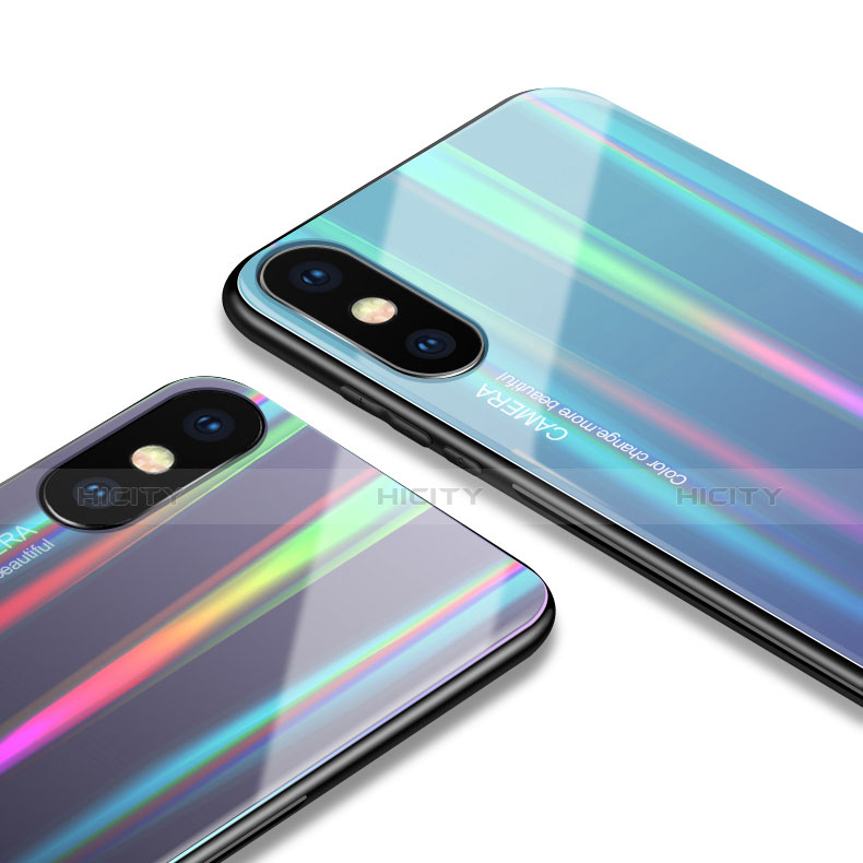 Silikon Schutzhülle Rahmen Tasche Hülle Spiegel Farbverlauf Regenbogen für Xiaomi Mi 8 Explorer